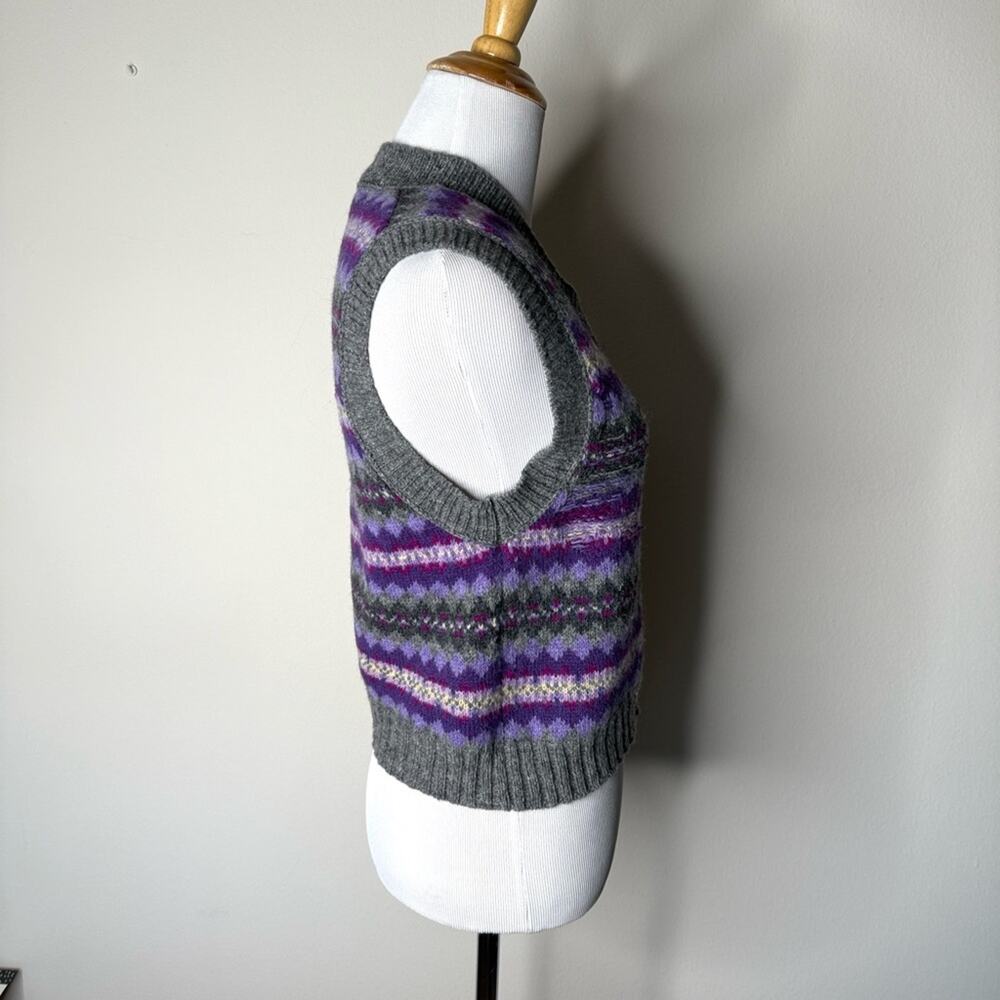 Acne Studio Gray and Purple Korina Fair Isle Sweater Vest - Picture 7 of 9